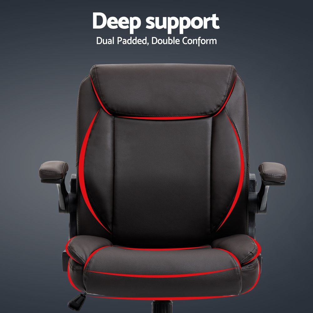 Executive Office Chair Mid Back Brown
