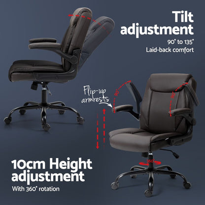 Executive Office Chair Mid Back Brown