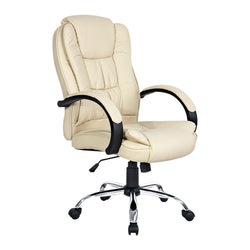 Durable Executive Office Chair Leather Tilt Beige