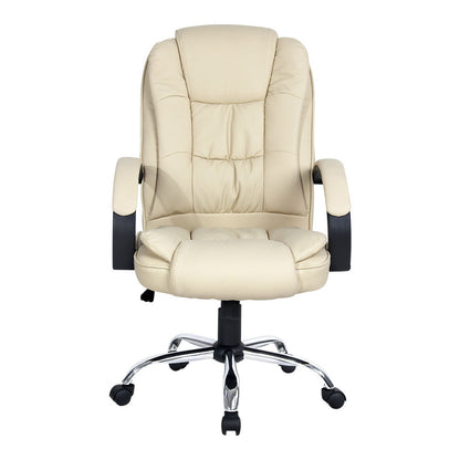 Durable Executive Office Chair Leather Tilt Beige