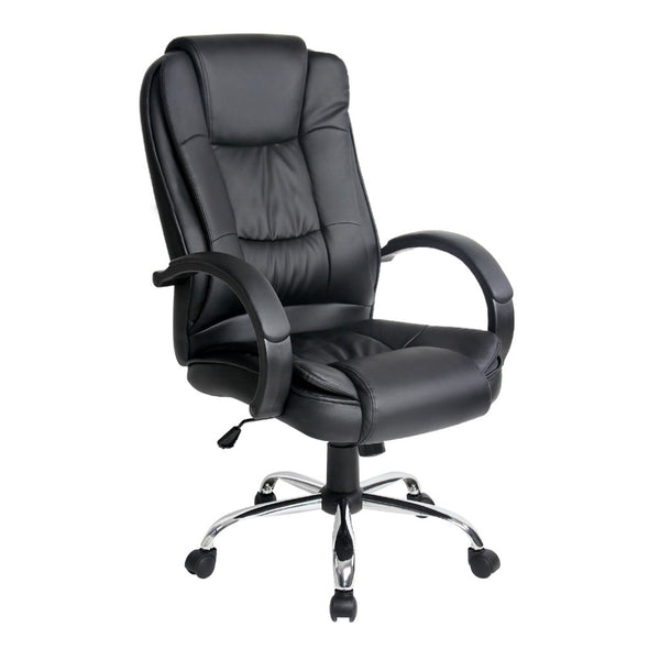  Durable Executive Office Chair Leather Tilt Black