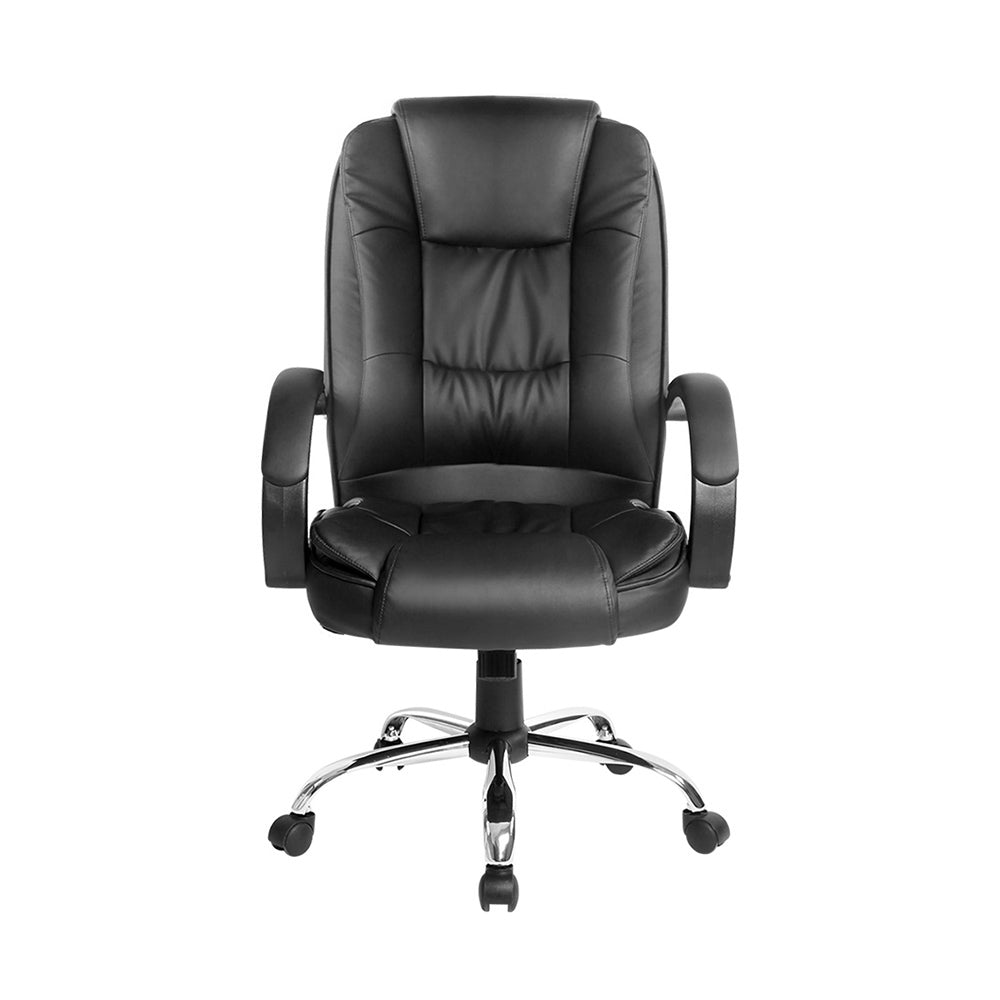 Durable Executive Office Chair Leather Tilt Black