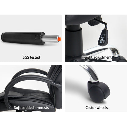Durable Executive Office Chair Leather Tilt Black