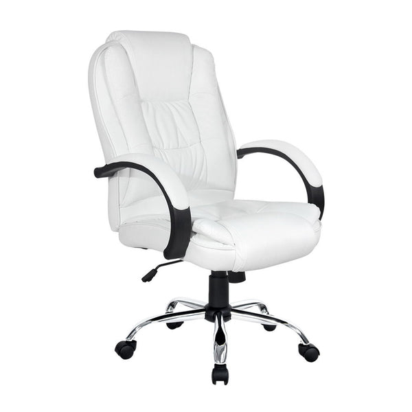  Durable Executive Office Chair Leather Tilt White