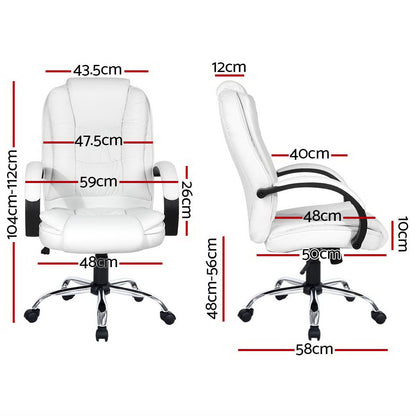 Durable Executive Office Chair Leather Tilt White