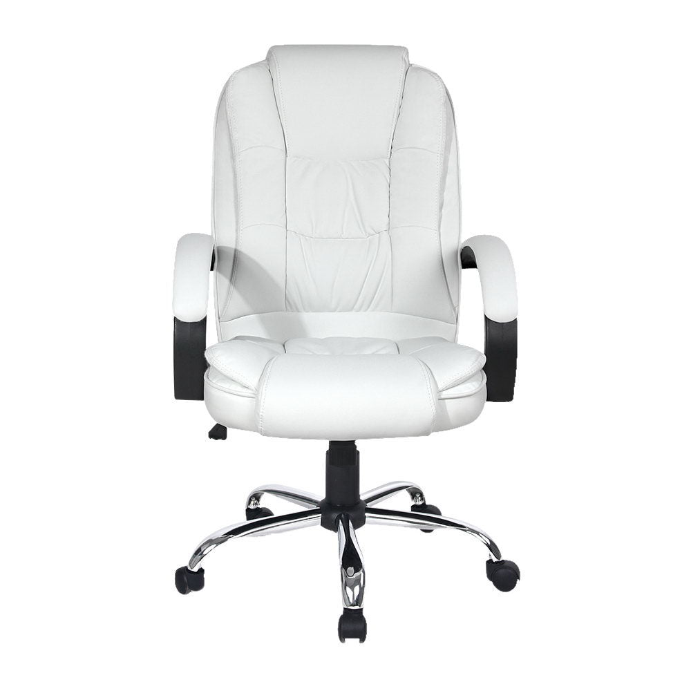 Durable Executive Office Chair Leather Tilt White