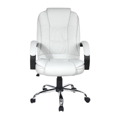 Durable Executive Office Chair Leather Tilt White