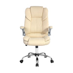 Executive Office Chair Leather Tilt Beige