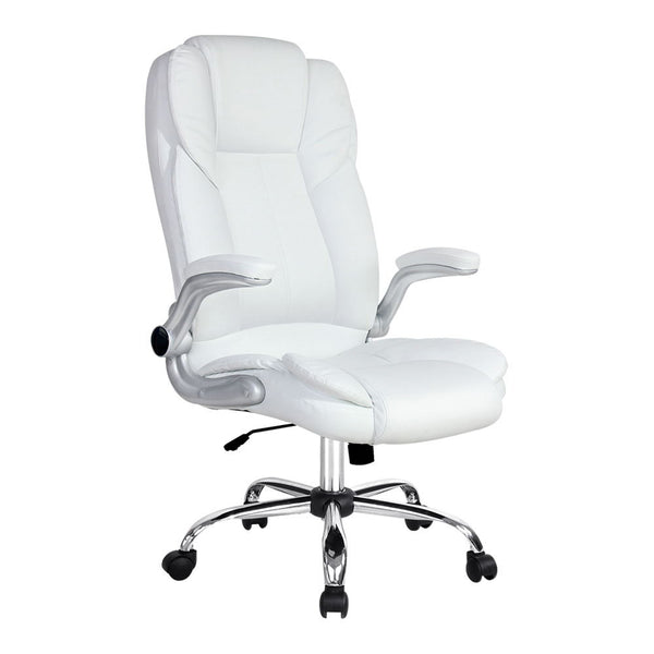  Executive Office Chair Leather Tilt White