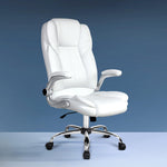 Executive Office Chair Leather Tilt White