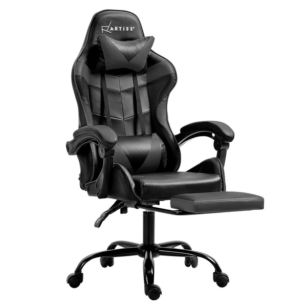  Gaming Office Chair Executive Computer Leather Chairs Footrest Grey