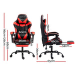 Gaming Office Chair Recliner Footrest Red