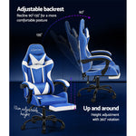 Executive Blue and White Harmony Gaming Office Chair with Footrest