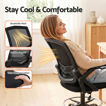Office Chair Drafting Stool Mesh Chairs Black