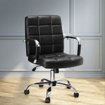 Stylish Office Chair Pu Leather Mid Back Black