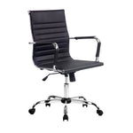 Office Chair Pu Leather Mid Back Black