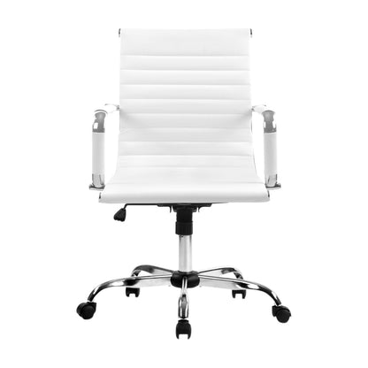 Office Chair Conference Chairs PU Leather Mid Back White