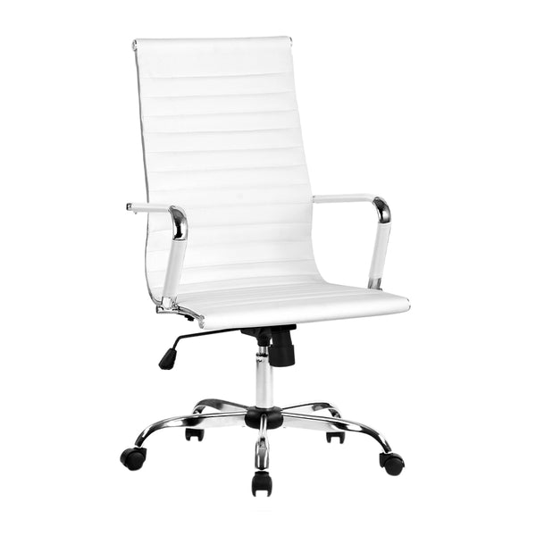  Office Chair Conference Chairs PU Leather High Back White