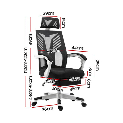 Stylish Mesh Office Chair Recliner Black White