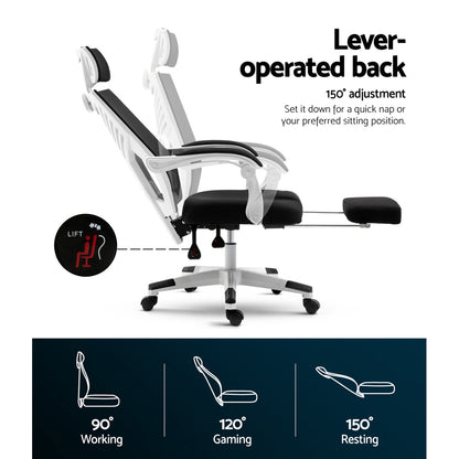 Stylish Mesh Office Chair Recliner Black White