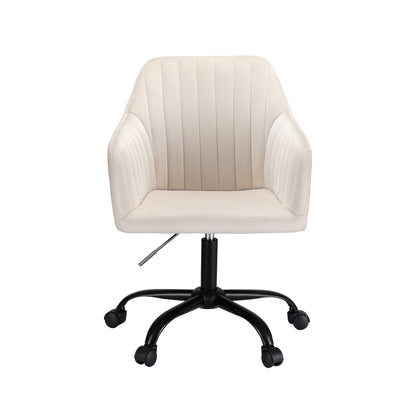 Office Chair Velvet Seat Cream/Dark Grey