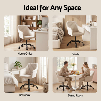 Office Chair Velvet Seat Cream/Dark Grey