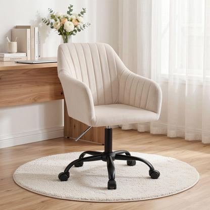 Office Chair Velvet Seat Cream/Dark Grey