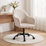 Office Chair Velvet Seat Cream/Dark Grey
