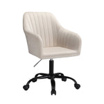 Office Chair Velvet Seat Cream/Dark Grey