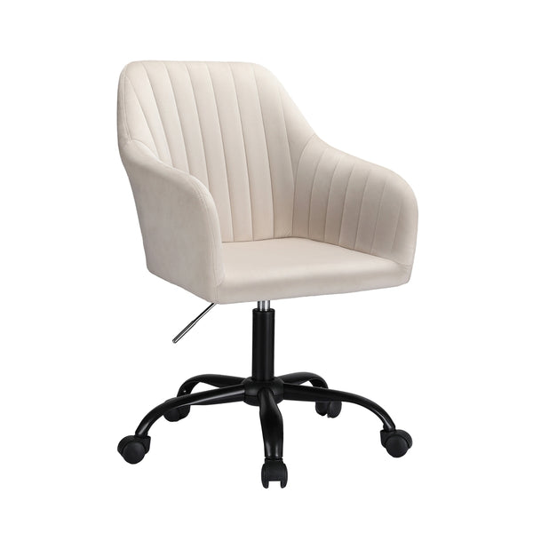  Office Chair Velvet Seat Cream/Dark Grey