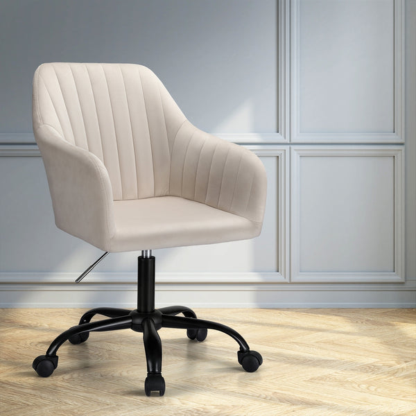  Office Chair Velvet Seat Cream/Dark Grey