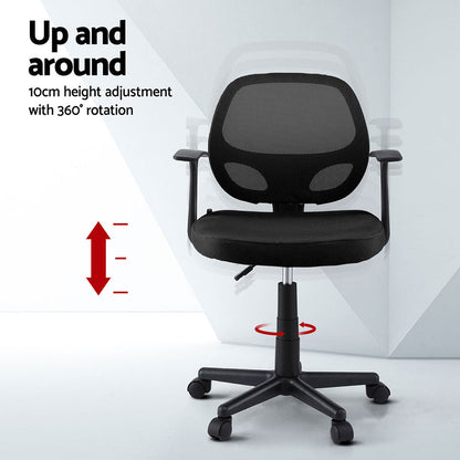 2x Mesh Office Chair Computer Gaming Desk Chairs Work Study Mid Back Grey