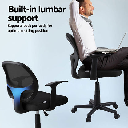 2x Mesh Office Chair Computer Gaming Desk Chairs Work Study Mid Back Black