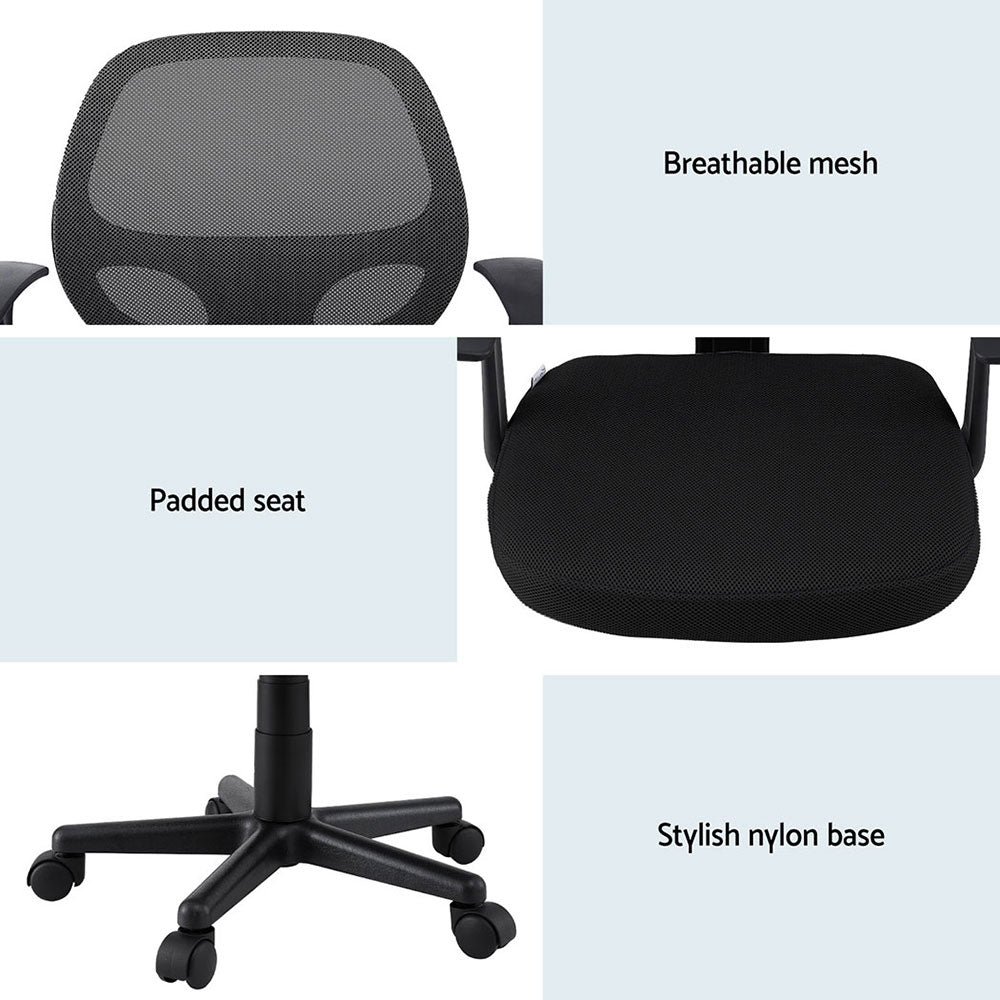 2x Mesh Office Chair Computer Gaming Desk Chairs Work Study Mid Back Grey