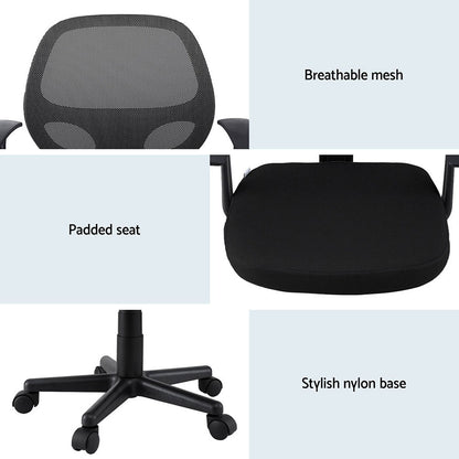 2x Mesh Office Chair Computer Gaming Desk Chairs Work Study Mid Back Grey