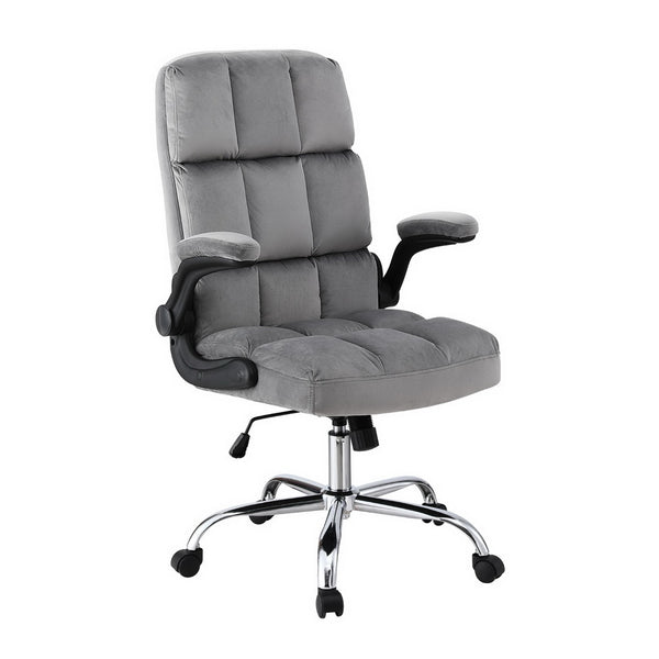  Office Chair Velvet Seat Racing Gaming Computer Desk Chairs Armrest Grey