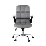 Office Chair Velvet Seat Racing Gaming Computer Desk Chairs Armrest Grey