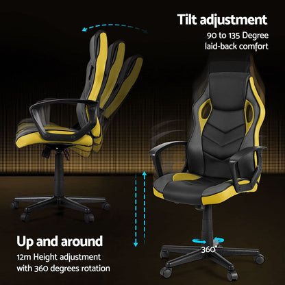 Gaming Office Chair Computer Executive Racing Chairs High Back Yellow
