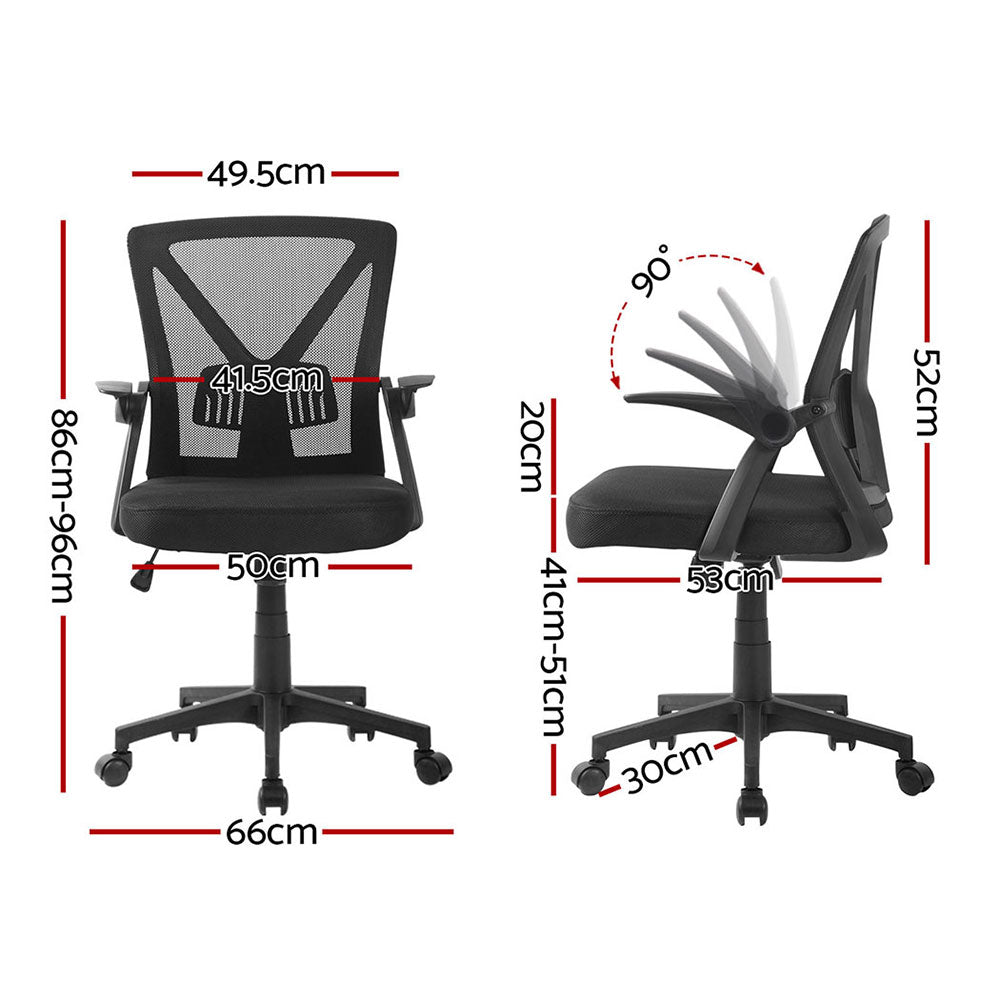2x Mesh Office Chair Mid Back Grey