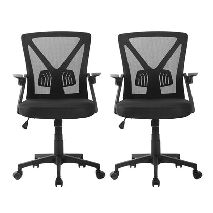 2x Mesh Office Chair Mid Back Black