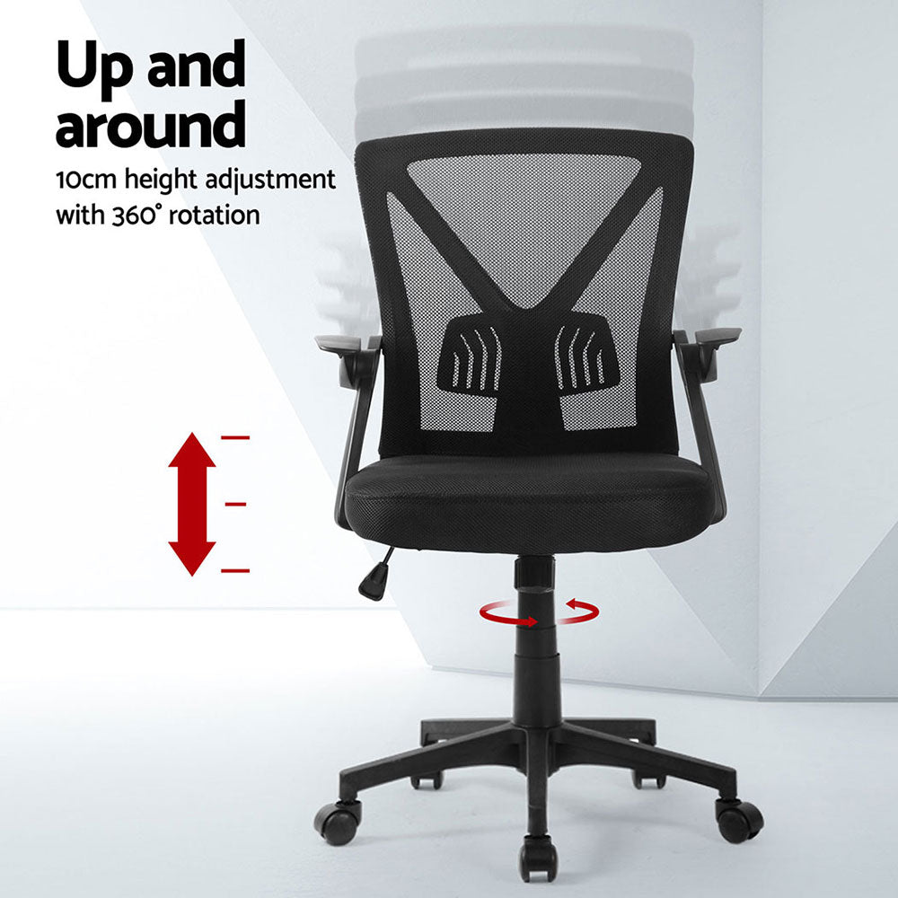 2x Mesh Office Chair Mid Back Grey