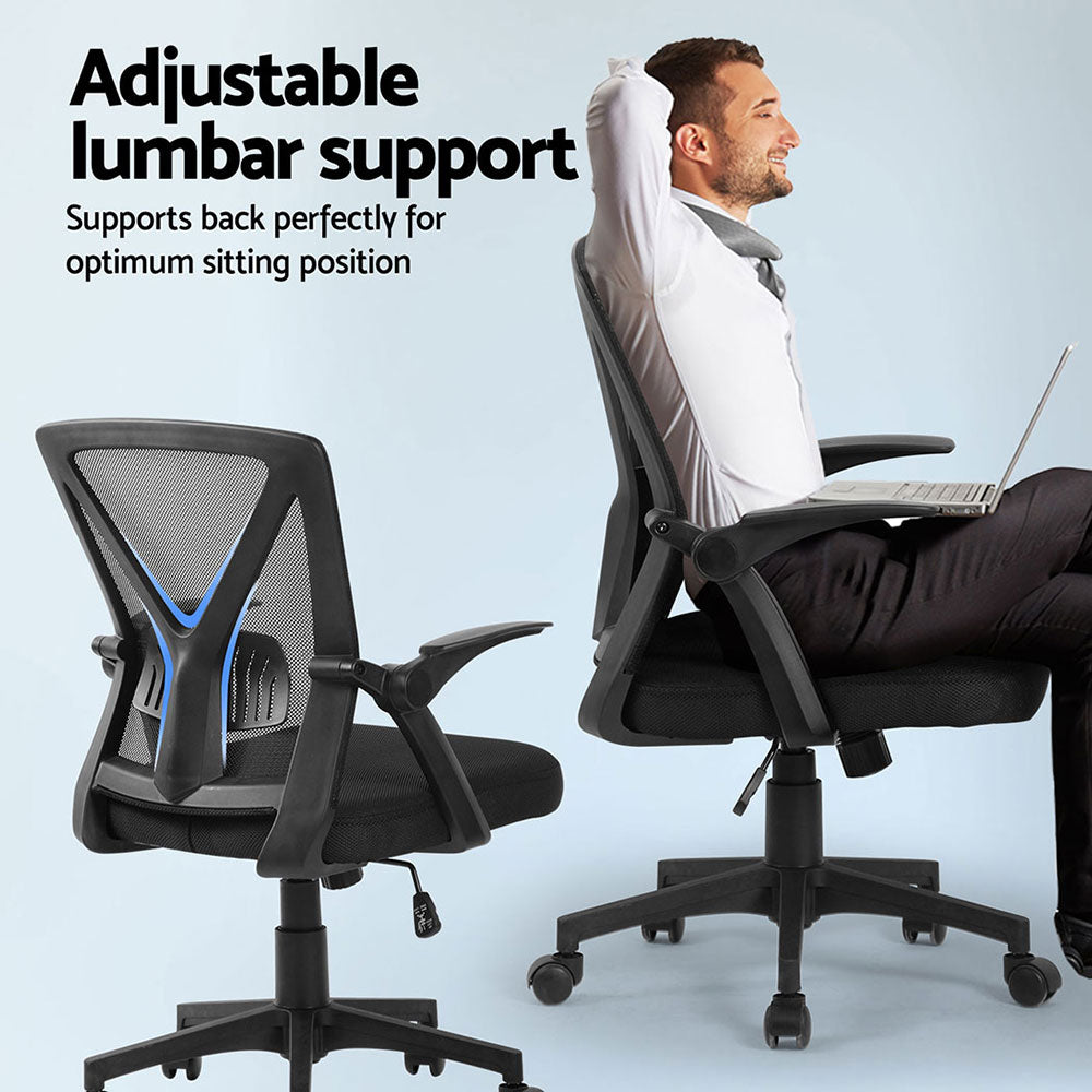 2x Mesh Office Chair Mid Back Black