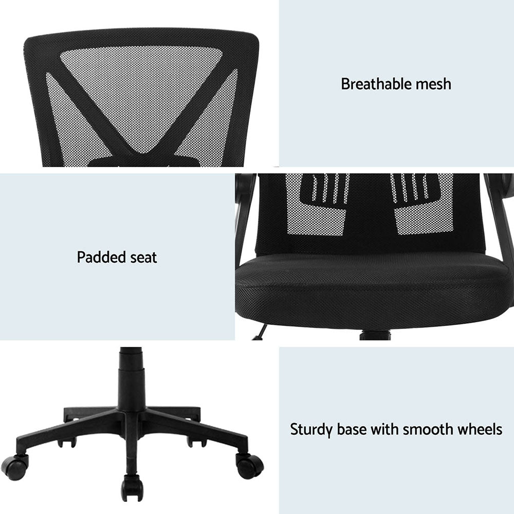 2x Mesh Office Chair Mid Back Grey