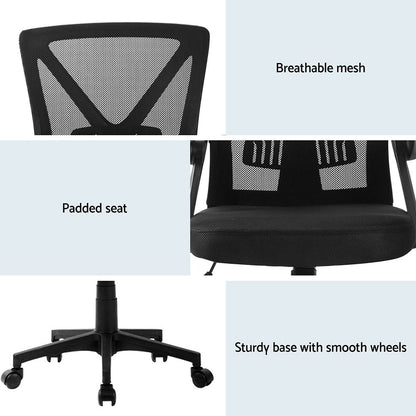 2x Mesh Office Chair Mid Back Grey