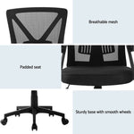 2x Mesh Office Chair Mid Back Black/Grey