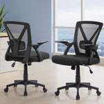 2x Mesh Office Chair Mid Back Black/Grey