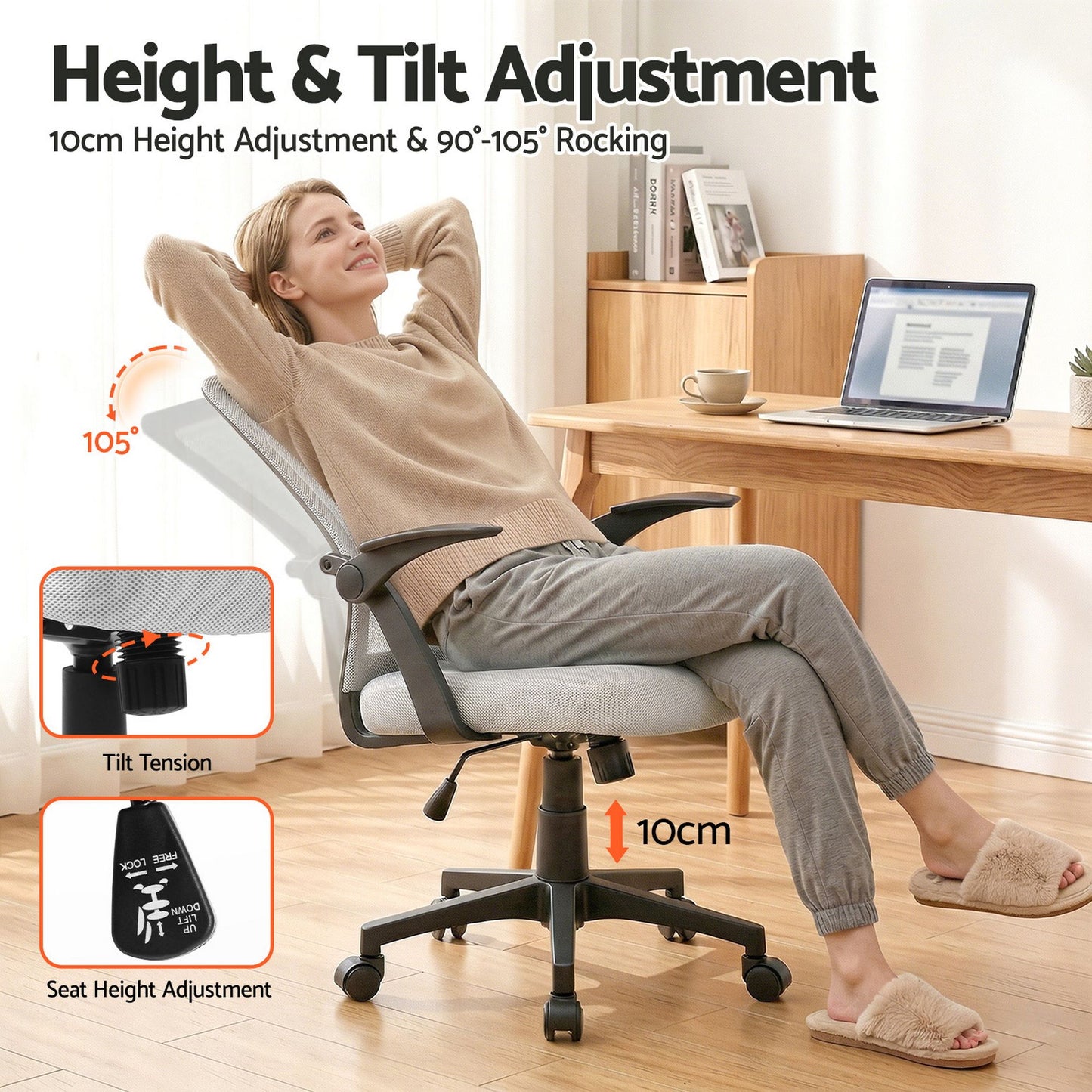 Gaming Office Chair Mesh Computer Chairs Mid Back Black/Grey