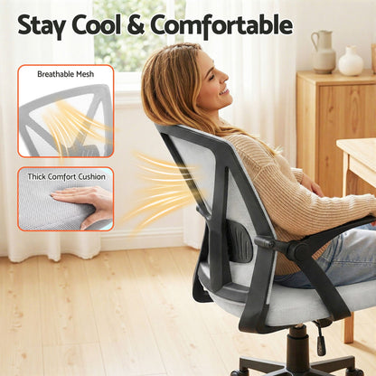 Gaming Office Chair Mesh Computer Chairs Mid Back Black/Grey