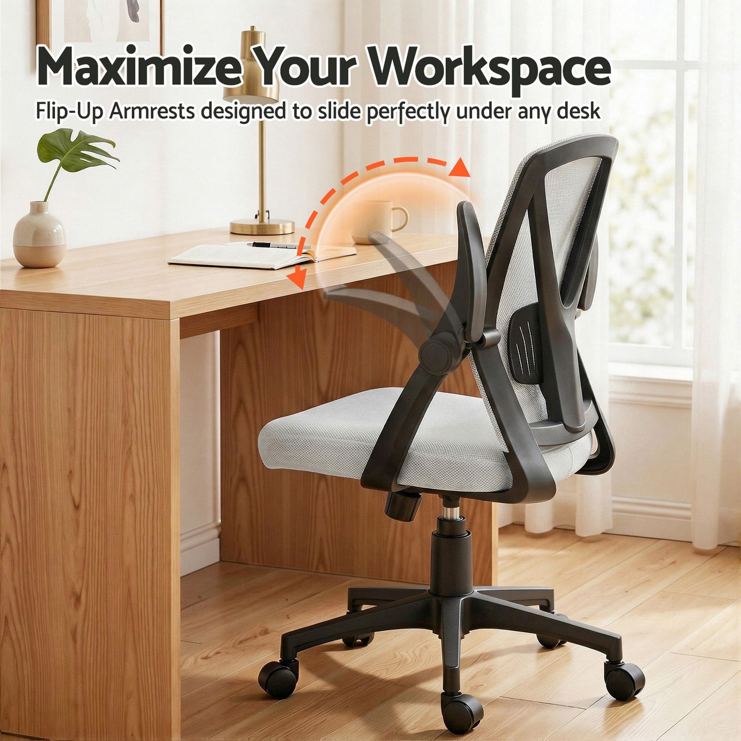 Gaming Office Chair Mesh Computer Chairs Mid Back Black/Grey