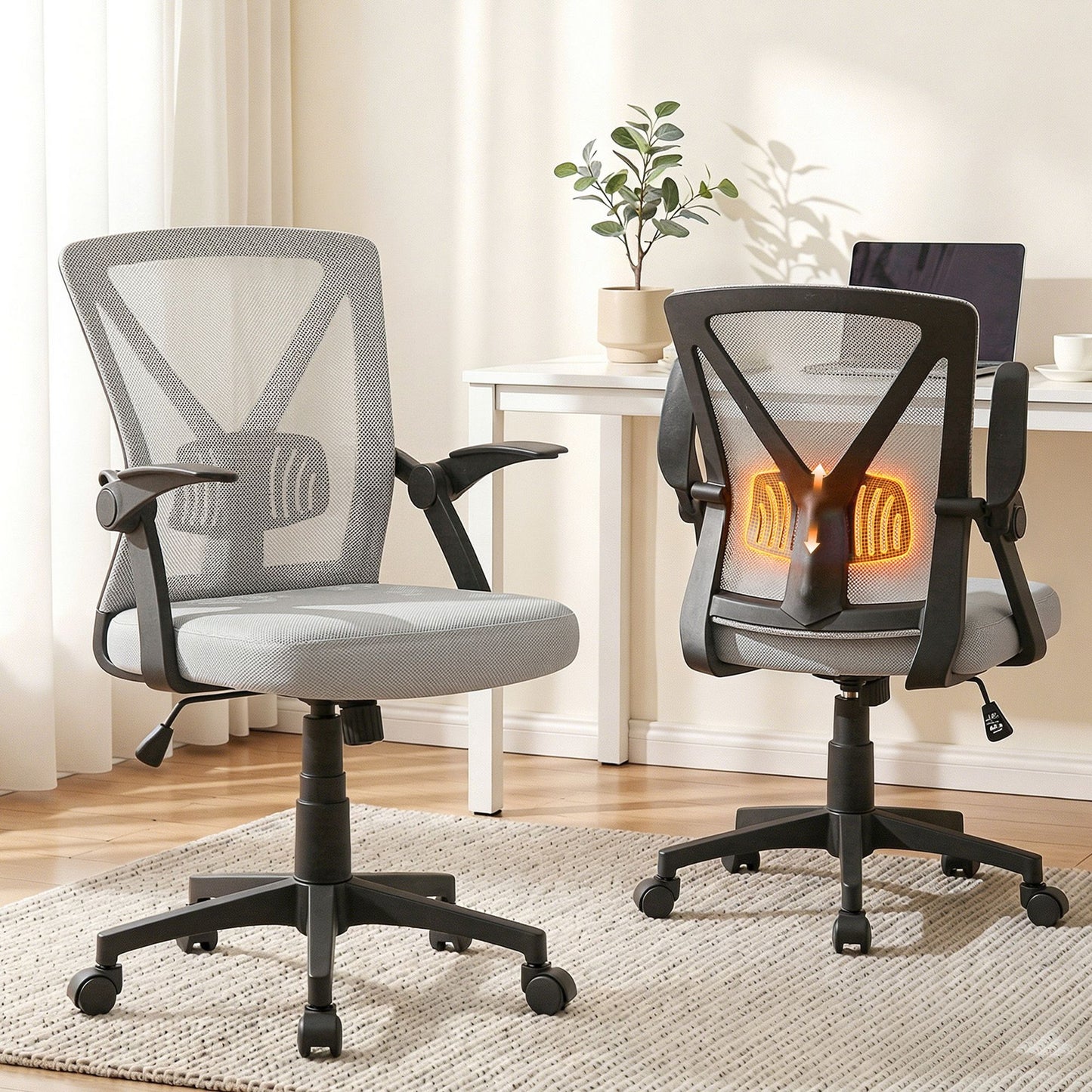 Gaming Office Chair Mesh Computer Chairs Mid Back Black/Grey